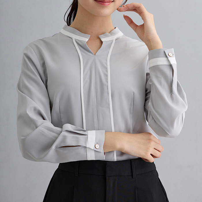 FAMILIAR EXISTENCE グレーブラウス レディース シンプル 大人カジュアル 通勤 オフィス 通販