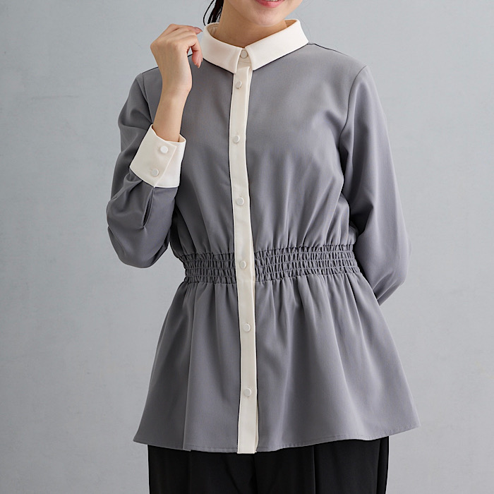 FAMILIAR EXISTENCE グレーブラウス レディース ビジネス きれいめ 大人 上品 通販